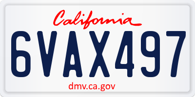 CA license plate 6VAX497