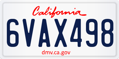 CA license plate 6VAX498