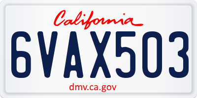 CA license plate 6VAX503