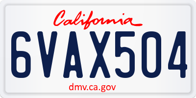 CA license plate 6VAX504