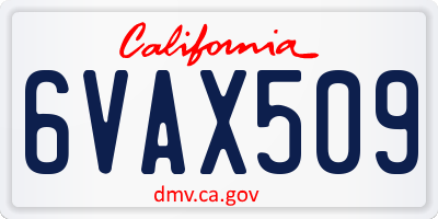 CA license plate 6VAX509