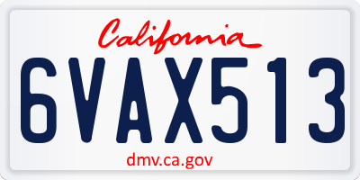 CA license plate 6VAX513