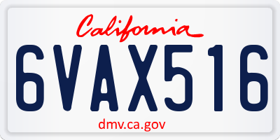 CA license plate 6VAX516
