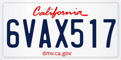 CA license plate 6VAX517