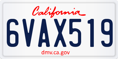 CA license plate 6VAX519