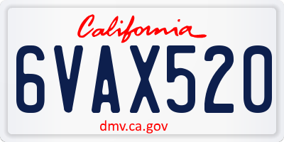 CA license plate 6VAX520