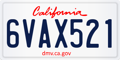 CA license plate 6VAX521