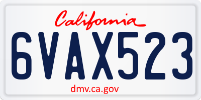 CA license plate 6VAX523