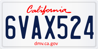 CA license plate 6VAX524