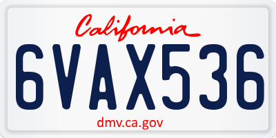 CA license plate 6VAX536