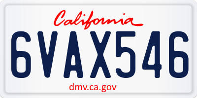 CA license plate 6VAX546