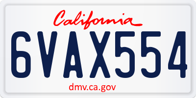CA license plate 6VAX554