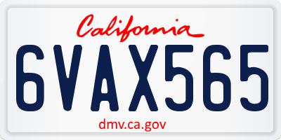 CA license plate 6VAX565