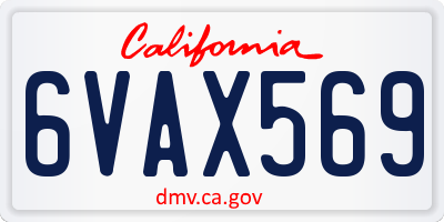 CA license plate 6VAX569