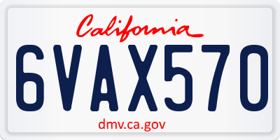 CA license plate 6VAX570