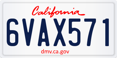 CA license plate 6VAX571