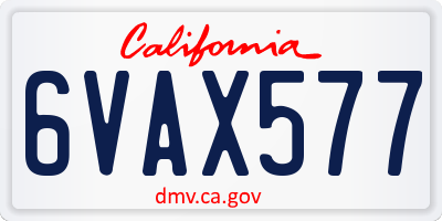 CA license plate 6VAX577