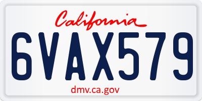 CA license plate 6VAX579
