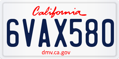 CA license plate 6VAX580