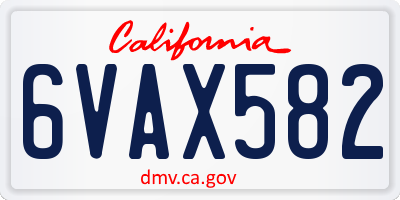 CA license plate 6VAX582