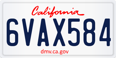 CA license plate 6VAX584