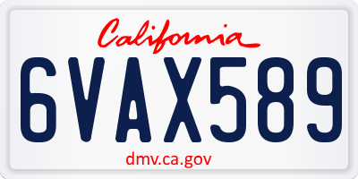 CA license plate 6VAX589