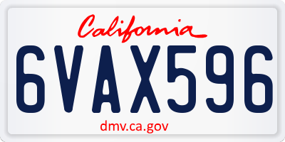 CA license plate 6VAX596