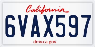 CA license plate 6VAX597