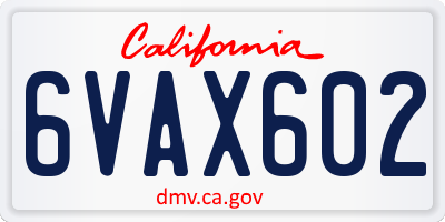 CA license plate 6VAX602