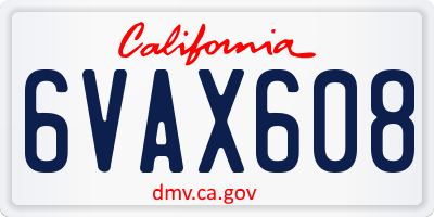 CA license plate 6VAX608
