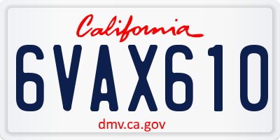 CA license plate 6VAX610