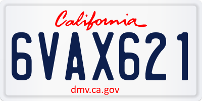 CA license plate 6VAX621