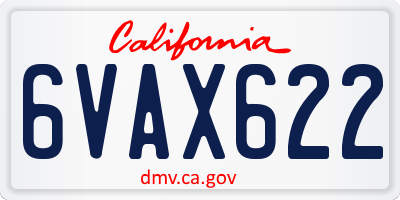 CA license plate 6VAX622