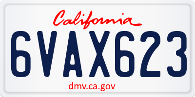 CA license plate 6VAX623