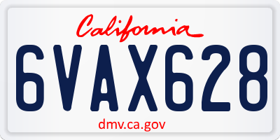 CA license plate 6VAX628