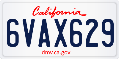 CA license plate 6VAX629
