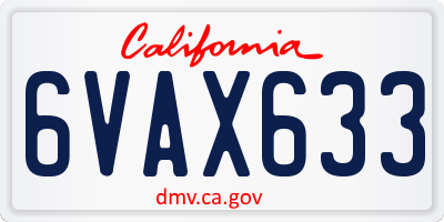 CA license plate 6VAX633