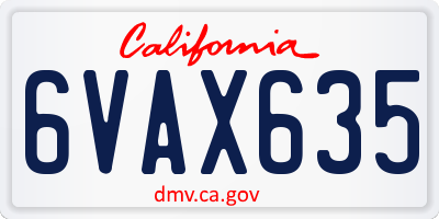 CA license plate 6VAX635