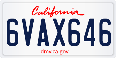CA license plate 6VAX646