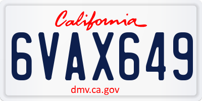 CA license plate 6VAX649