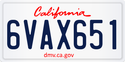 CA license plate 6VAX651