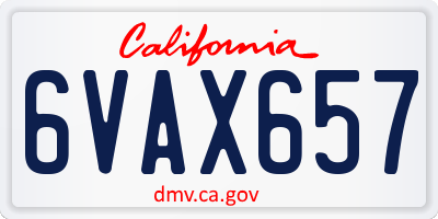 CA license plate 6VAX657