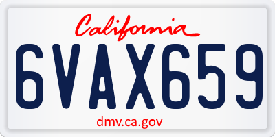 CA license plate 6VAX659