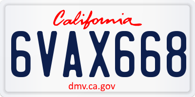 CA license plate 6VAX668