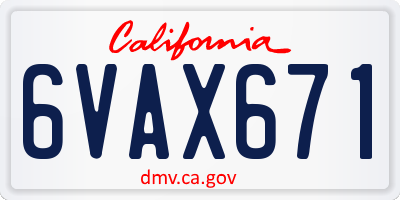 CA license plate 6VAX671