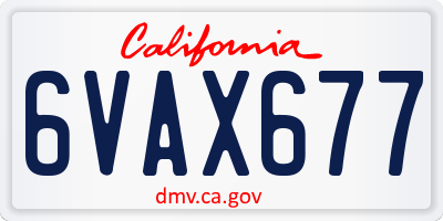 CA license plate 6VAX677