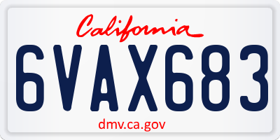 CA license plate 6VAX683