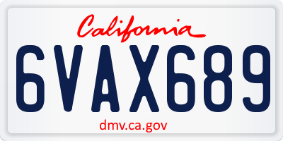 CA license plate 6VAX689