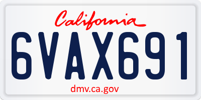 CA license plate 6VAX691