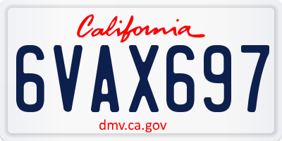 CA license plate 6VAX697